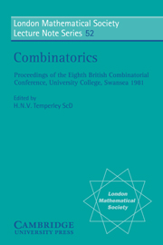 Combinatorics: (Series Number 52 London Mathematical Society Lecture Note Series)
