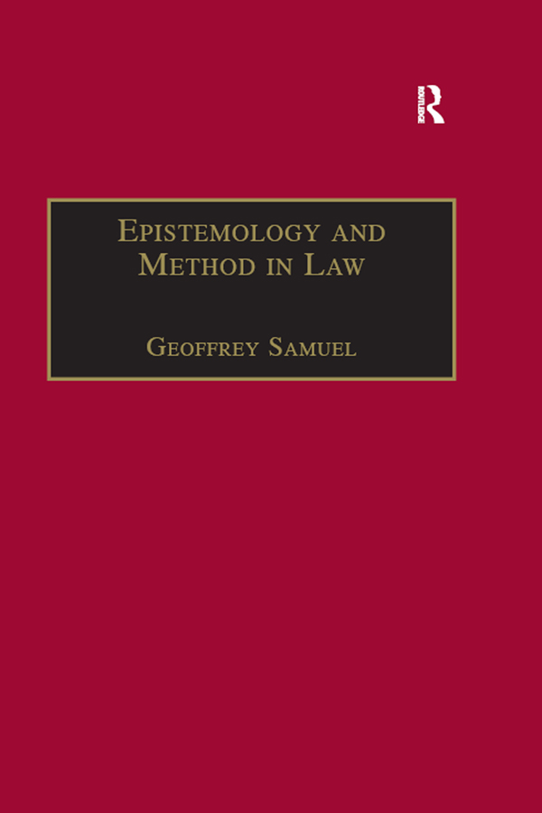 Epistemology and Method in Law: (Applied Legal Philosophy)