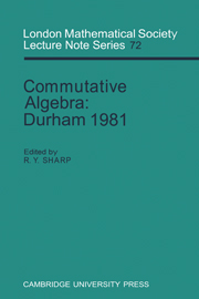 Commutative Algebra: Durham 1981(Series Number 72 London Mathematical Society Lecture Note Series)