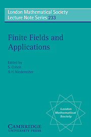 Finite Fields and Applications: Proceedings of the Third International Conference, Glasgow, July 1995(Series Number 233 London Mathematical Society Lecture Note Series)