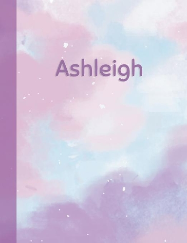 Ashleigh: Personalized Composition Notebook - College Ruled (Lined) Exercise Book for School Notes, Assignments, Homework, Essay Writing. Pink Blue Purple Cov