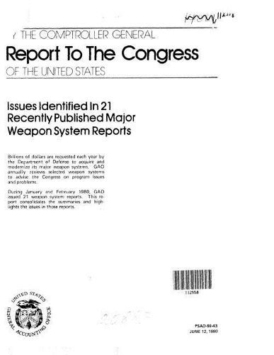 Issues Identified in 21 Recently Published Major Weapon System Reports