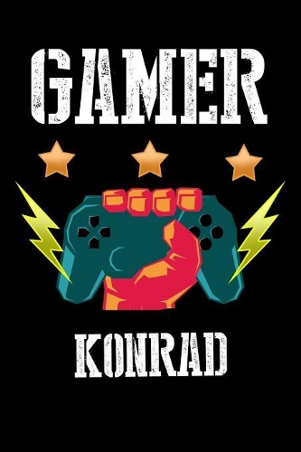 Gamer Konrad: Kariertes Notizbuch mit 5x5 Karomuster für deinen personalisierten Vornamen