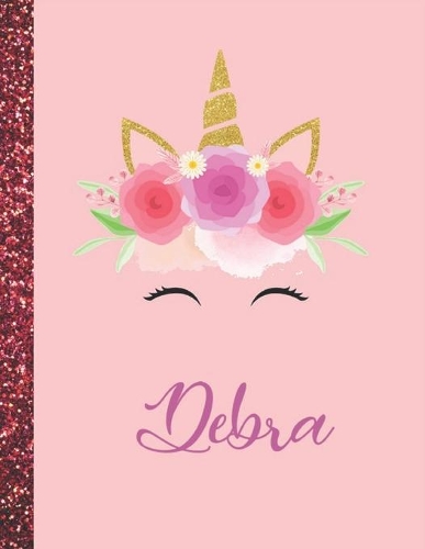 Debra: Debra Marble Size Unicorn SketchBook Personalized White Paper for Girls and Kids to Drawing and Sketching Doodle Taking Note Size 8.5 x 11