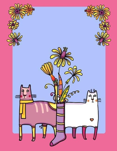 My Big Fat Journal Notebook For Cat Lovers Funny Cats Pattern In Socks With Flowers 1