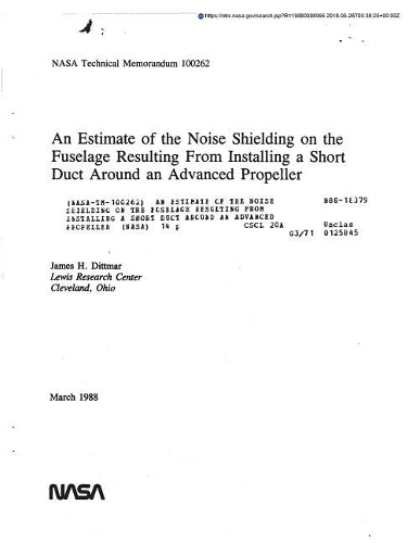 An Estimate of the Noise Shielding on the Fuselage Resulting from Installing a Short Duct Around an Advanced Propeller