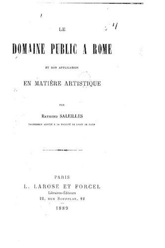 Le domaine public à Rome et son application en matière artistique
