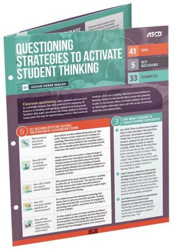 Questioning Strategies to Activate Student Thinking (Quick Reference Guide 25-Pack)