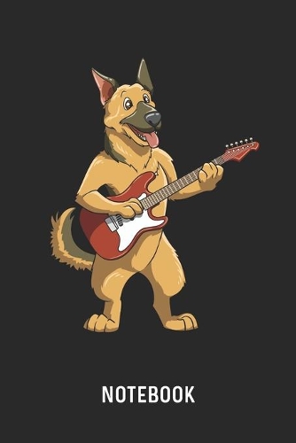 Notebook: Blank & Dotted German Shepherd Playing Guitar Journal (6" x 9") For Every Dog Owner And Guitarist