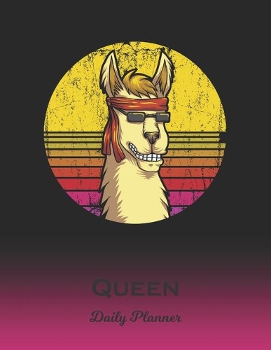 Queen: Llama Daily Planner - Custom Letter Q First Name Personal 1 Year (2020 - 2021) Planning Agenda - January 20 - December 20 - Writing Notebook - Dateb