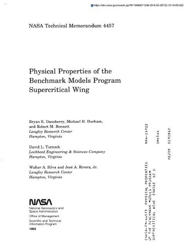 Physical Properties of the Benchmark Models Program Supercritical Wing