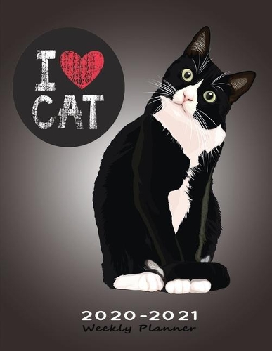 2020-2021 Weekly Planner: Two Years Diary Notebook with To-Do List & Priorities - US Edition - I Love Cats Black