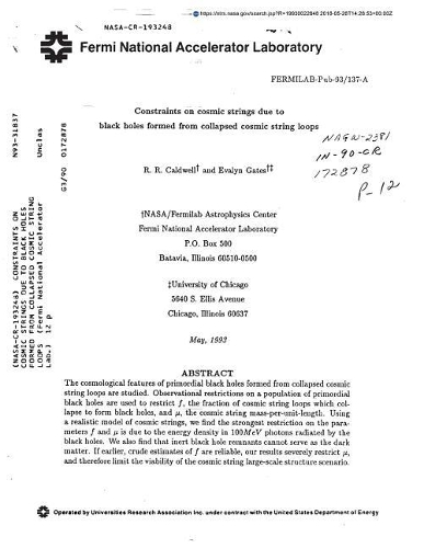 Constraints on Cosmic Strings Due to Black Holes Formed from Collapsed Cosmic String Loops