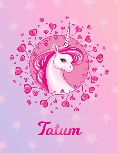Tatum: Unicorn Large Blank Primary Sketchbook Paper - Pink Purple Magical Horse Personalized Letter T Initial Custom First Name Cover - Drawing Sketch Book