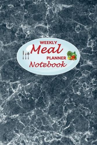 Weekly Meal Planner Notebook: 52 Weeks of Food Menu Planning with Grocery Shopping List, Recipe pages Size 6x9 in - Black Marble Print