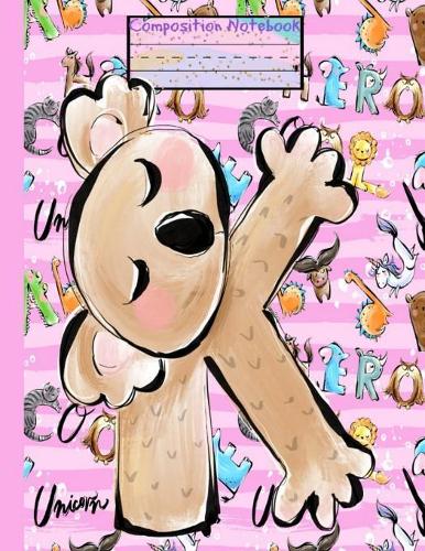 K Composition Notebook: Cute Pastel Pink Monogram Initial Letter K Koala Alphabet Animals Wide Ruled Line Blank Paper Exercise Workbook for Girls Kids Student/Elementary Ba