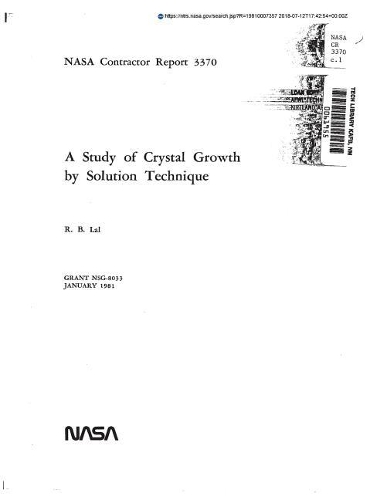 A Study of Crystal Growth by Solution Technique