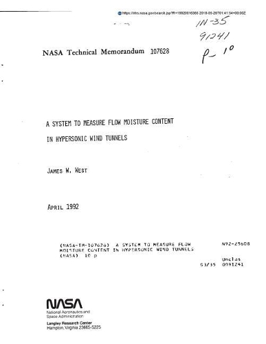 A System to Measure Flow Moisture Content in Hypersonic Wind Tunnels
