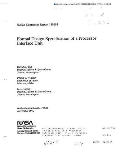 Formal Design Specification of a Processor Interface Unit