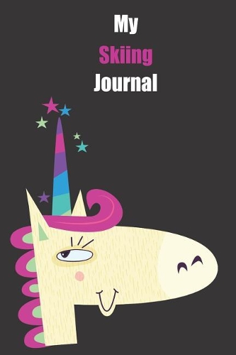 My Skiing Journal: With A Cute Unicorn, Blank Lined Notebook Journal Gift Idea With Black Background Cover