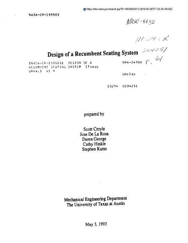 Design of a Recumbent Seating System