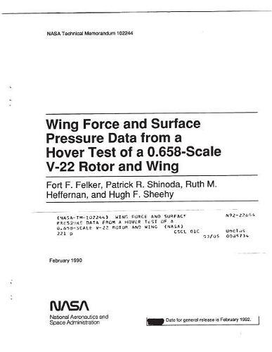 Wing Force and Surface Pressure Data from a Hover Test of a 0.658-Scale V-22 Rotor and Wing