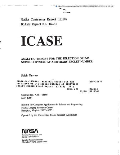 Analytic Theory for the Selection of 2-D Needle Crystal at Arbitrary Peclet Number