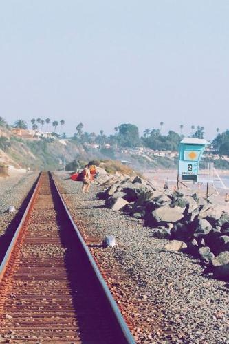Train Tracks by the Beach: 150 page lined 6 x 9 notebook/diary/journal