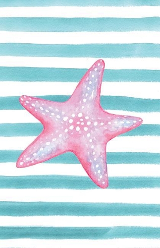 Pink Starfish Watercolor Stripe Journal, Narrow Ruled: Blank Daily Writing Notebook Diary with Lines (Coastal Beaches & Nautical)