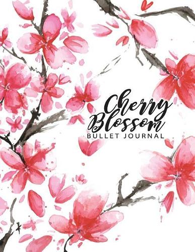 Cherry Blossom Bullet Journal: Pink and White Floral watercolor Notebook, Composition Book, Journal, 8.5 x 11 inch 110 page, Wide Ruled