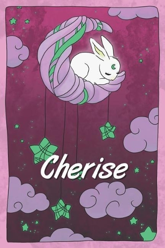 Cherise: personalized notebook sleeping bunny on the moon with stars softcover 120 pages blank useful as notebook, dream diary, scrapbook, journal or gift id