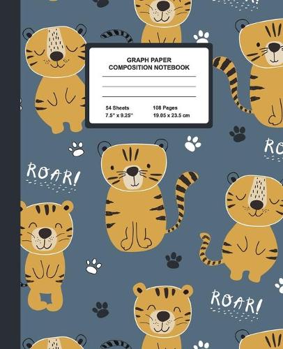 Graph Paper Composition Notebook: Quad Ruled 4 Squares Per Inch Sheets, Math and Science Grid Note Book for Elementary Students, Cute Tiger