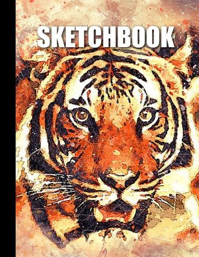 Sketchbook: Tiger Cover Design - White Paper - 120 Blank Unlined Pages - 8.5" X 11" - Matte Finished Soft Cover