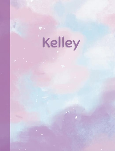 Kelley: Personalized Composition Notebook - College Ruled (Lined) Exercise Book for School Notes, Assignments, Homework, Essay Writing. Purple Pink Blue Cov