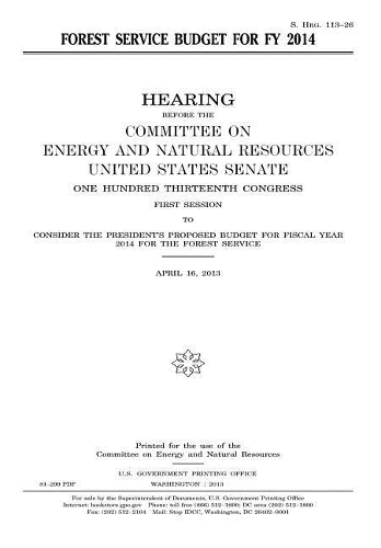 Forest Service Budget for Fy 2014