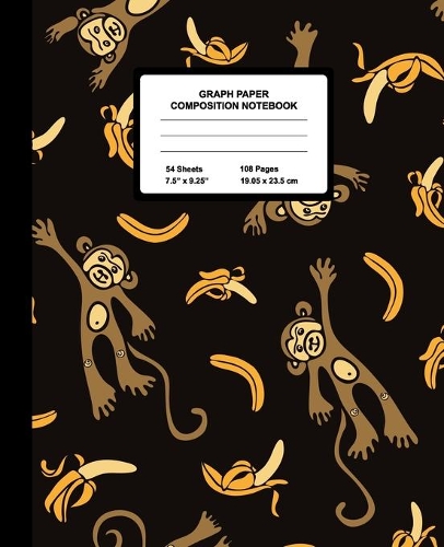 Graph Paper Composition Notebook: Quad Ruled 4 Squares Per Inch Sheets, Math and Science Grid Note Book for Elementary Students, Happy Monkey