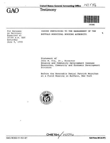 Issues Pertaining to the Management of the Buffalo Municipal Housing Authority