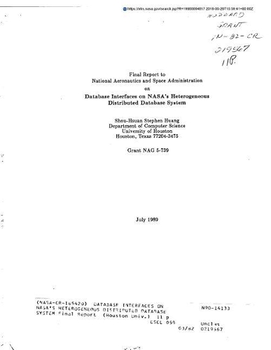 Database Interfaces on Nasa's Heterogeneous Distributed Database System