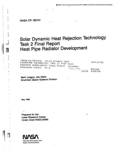 Solar Dynamic Heat Rejection Technology. Task 2: Heat Pipe Radiator Development
