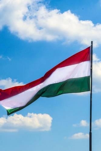Hungarian Flag Blowing in the Wind, for the Love of Hungary: Blank 150 Page Lined Journal for Your Thoughts, Ideas, and Inspiration