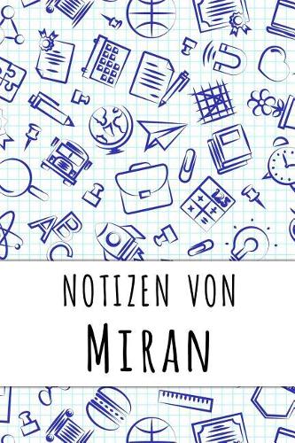 Notizen von Miran: Kariertes Notizbuch mit 5x5 Karomuster für deinen personalisierten Vornamen