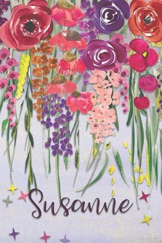 Susanne: Personalized Lined Journal - Colorful Floral Waterfall (Customized Name Gifts)
