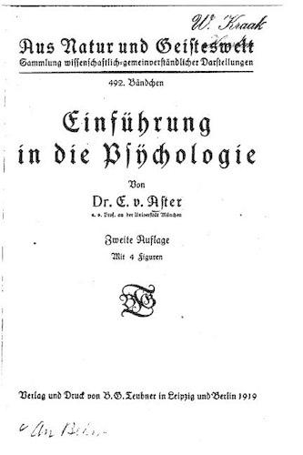 Einführung in Die Psychologie, Mit 4 Figuren
