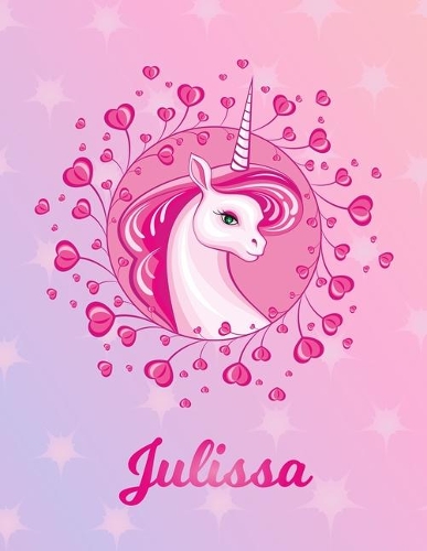 Julissa: Unicorn Large Blank Primary Sketchbook Paper - Pink Purple Magical Horse Personalized Letter J Initial Custom First Name Cover - Drawing Sketch Book
