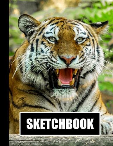 Sketchbook: Tiger Cover Design - White Paper - 120 Blank Unlined Pages - 8.5" X 11" - Matte Finished Soft Cover