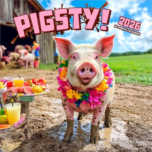 Pigsty 2026 12 X 24 Inch (Hanging) Monthly Square Wall Calendar Plastic-Free