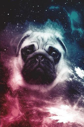 Pug Journal (Vol 2): Funny Space Pug Lined Composition Book/Diary/Notebook For Students, 6 x 9, 130 Pages, Magenta Cyan