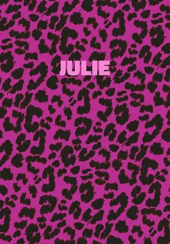 Julie: Personalized Pink Leopard Print Notebook (Animal Skin Pattern). College Ruled (Lined) Journal for Notes, Diary, Journaling. Wild Cat Theme Design wi