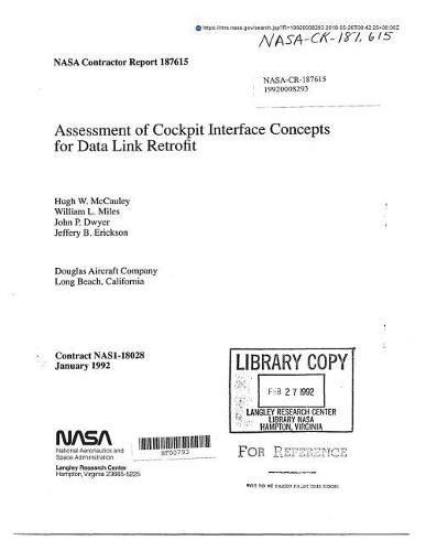 Assessment of Cockpit Interface Concepts for Data Link Retrofit