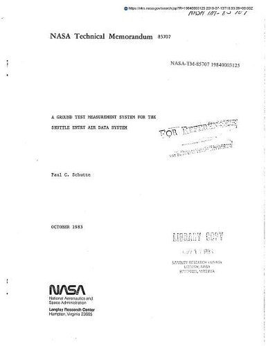 A Ground Test Measurement System for the Shuttle Entry Air Data System